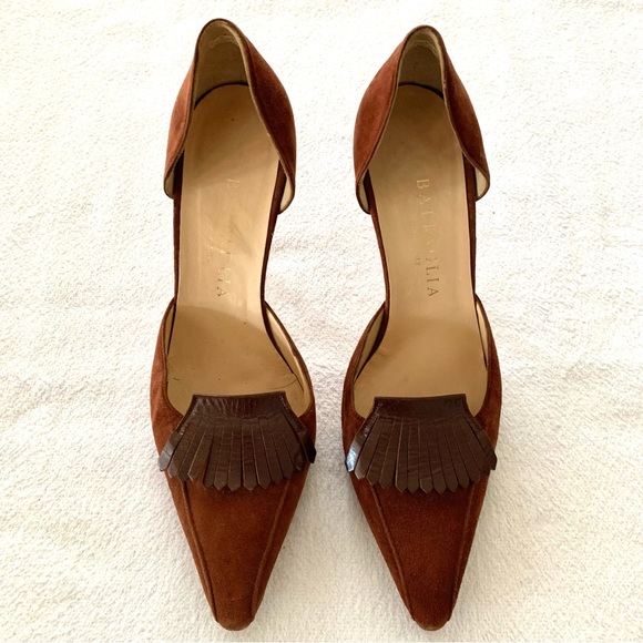 Battaglia Suede Leather Heels Size 8 - Picture 1 of 9